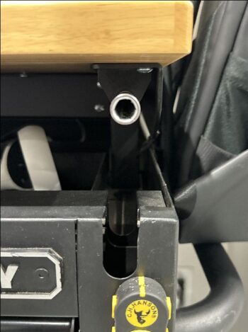 Husky Mobile Work Bench closeup view showing crank shaft with hex receiver.